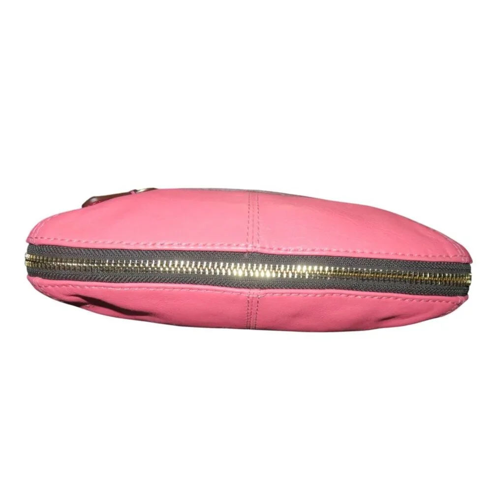 Coach 2008 Bonnie Brass Kisslock Purse Pink Full Grain Leather & Chain strap cro - Picture 5 of 11